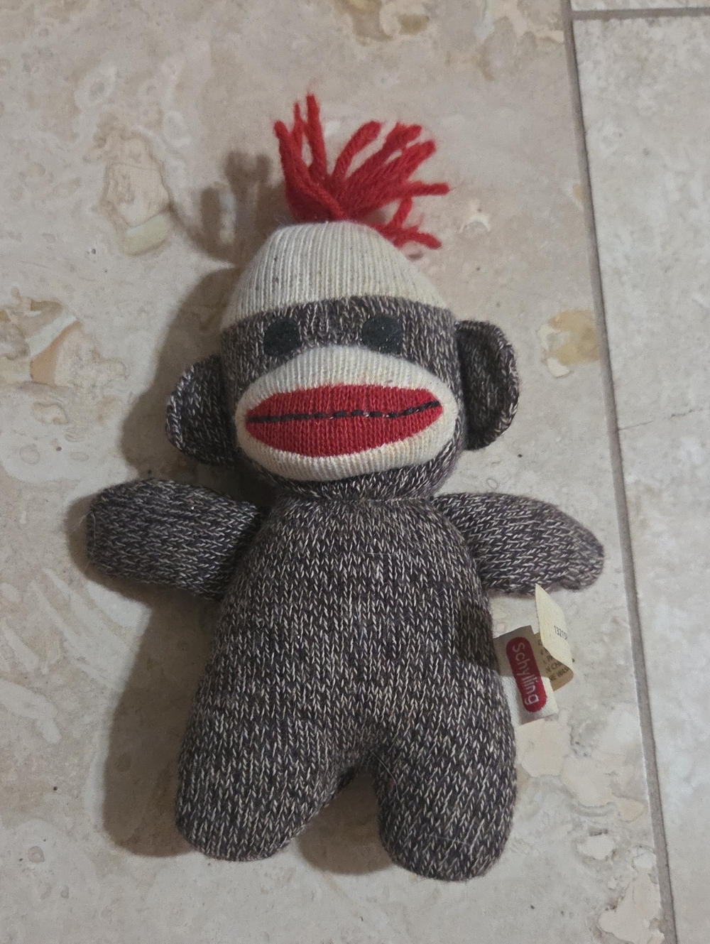 Schylling 7” Sock Monkey Plush Stuffed Animal Red Hat Classic Toy
